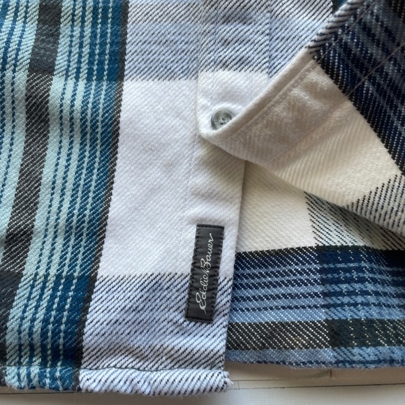 Eddie Bauer Mens Flannel Shirt Shacket‎ Large Relaxed Fit Plaid Heavy Classic - Picture 9 of 12